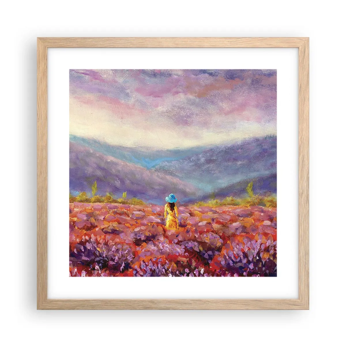 Poster in cornice rovere chiaro - Nel mondo di lavanda - 40x40 cm