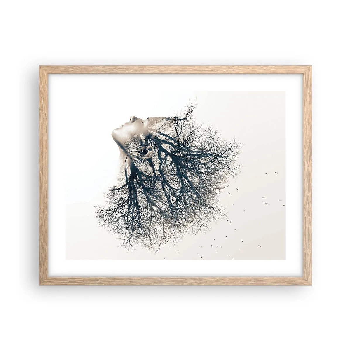 Poster in cornice rovere chiaro - In ascolto del sussurro dell'albero - 50x40 cm