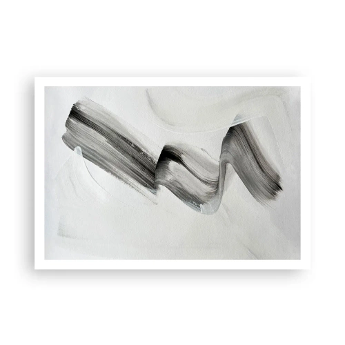 Poster - Pennellata astratta in bianco e nero su sfondo chiaro - 100x70cm - Casualmente per divertimento - Decorazione murale moderna per soggiorno e camera da letto ARTTOR