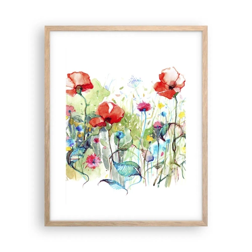 Poster in cornice rovere chiaro - Il prato fiorito a maggio - 40x50 cm