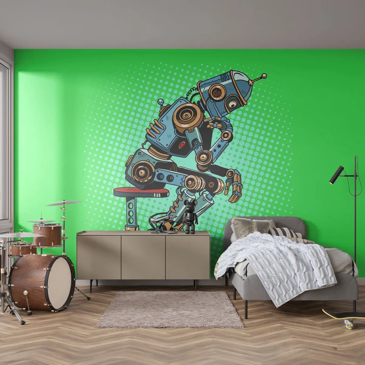Fotomurali Standard Eco - Sull'essenza dell'essere - Astrazione, Robot intelligente, Per bambini - 200x140 cm