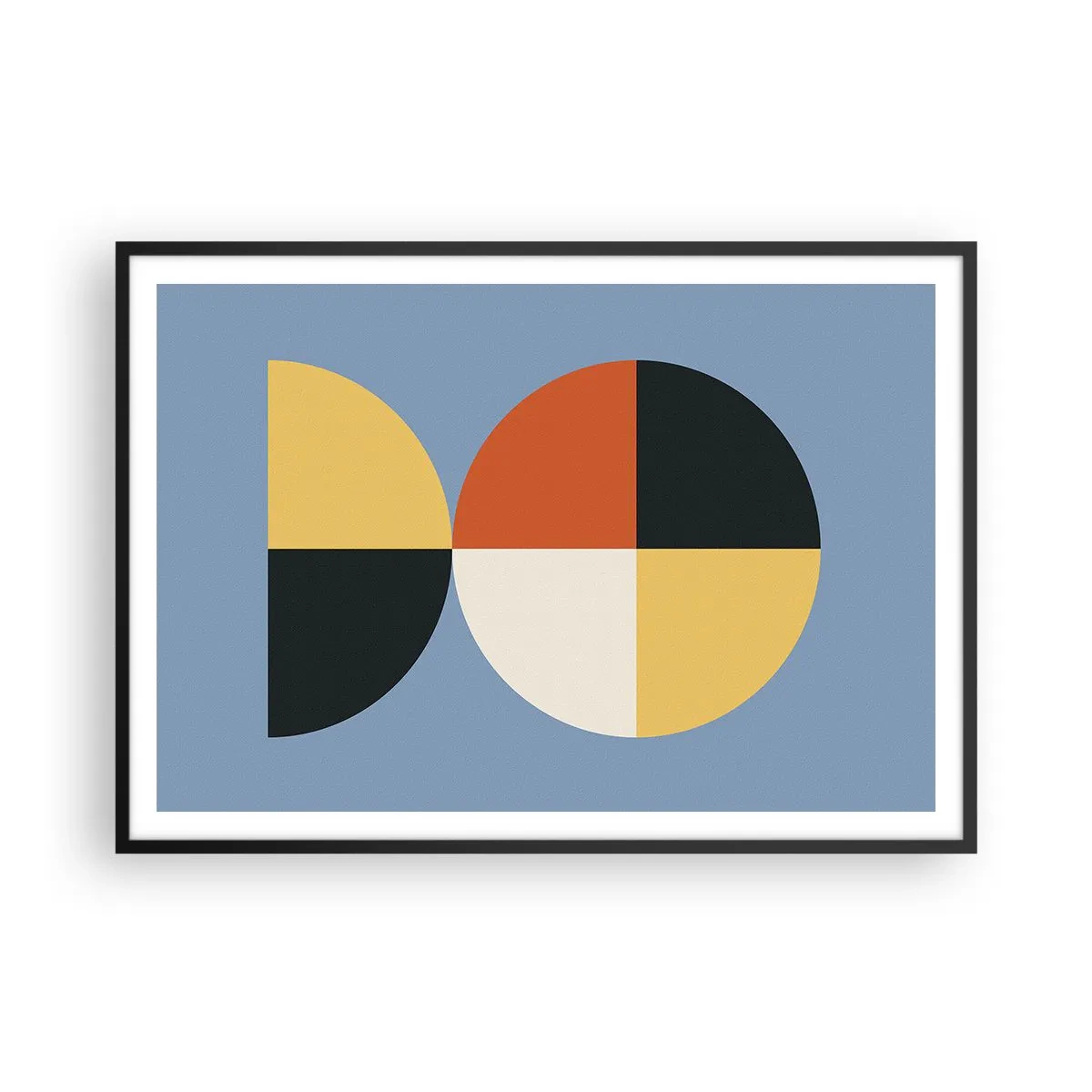 Poster in cornice nera - Cerchi geometrici su sfondo blu - 100x70cm - Guarda e conta - Decorazione murale moderna per soggiorno e camera da letto ARTTOR