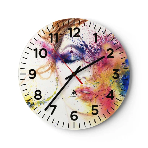 Orologio da parete - Orologio in Vetro - Capogiro arcobaleno - 30x30 cm