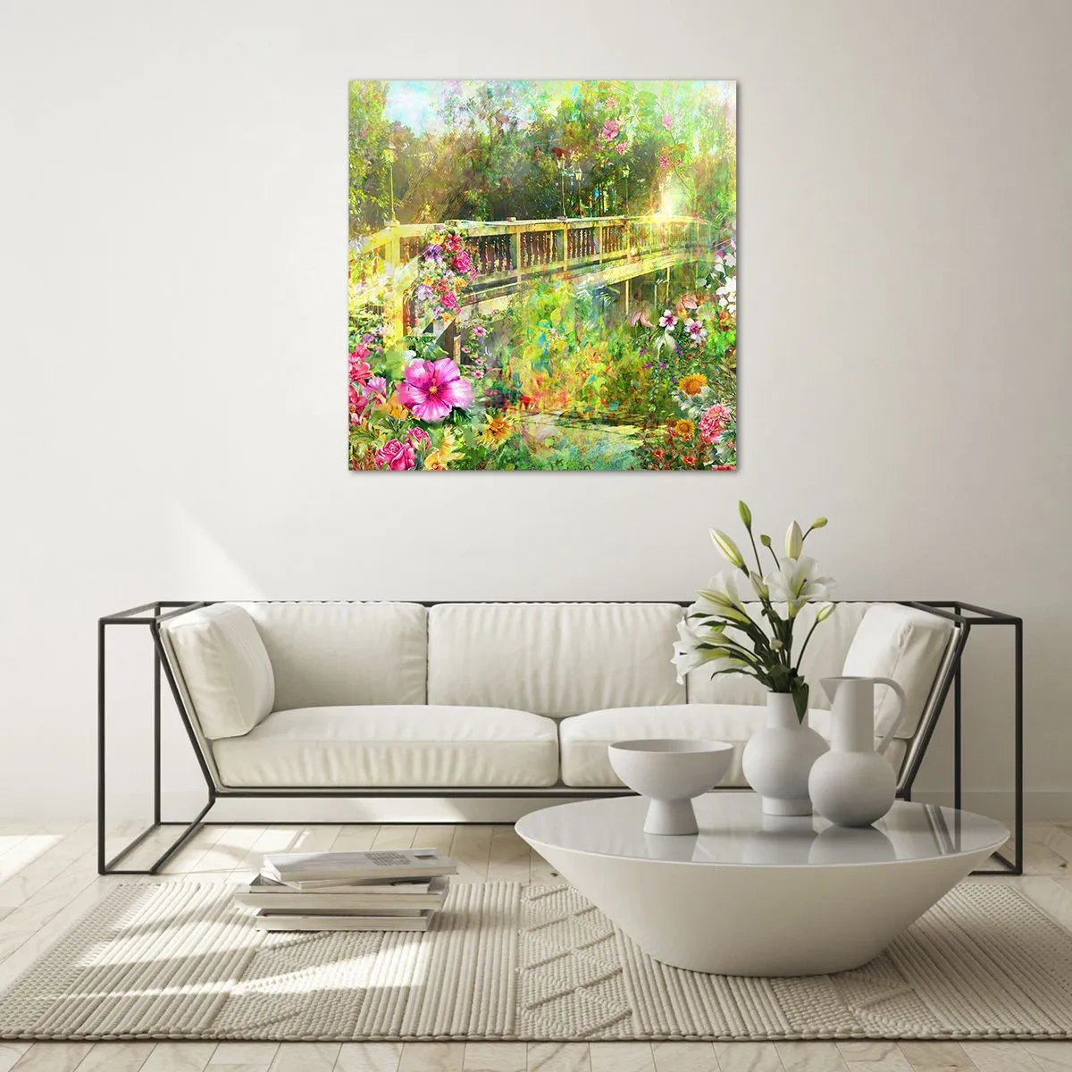 Quadro su vetro - Il ponte dei sospiri primaverili - 50x50 cm
