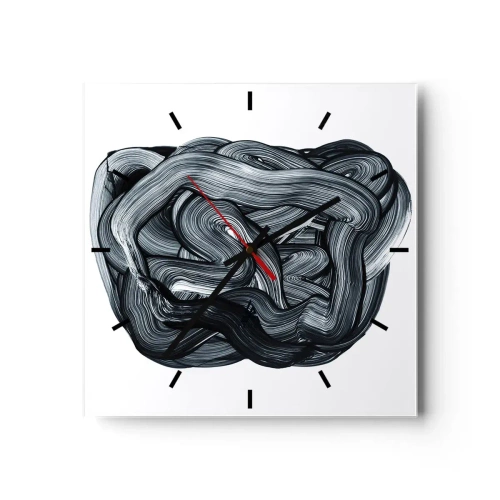 Orologio da parete - Orologio in Vetro - Composizione astratta in tonalità di grigio - 30x30cm - Non è così semplice - Decorazione murale moderna per soggiorno e camera da letto ARTTOR