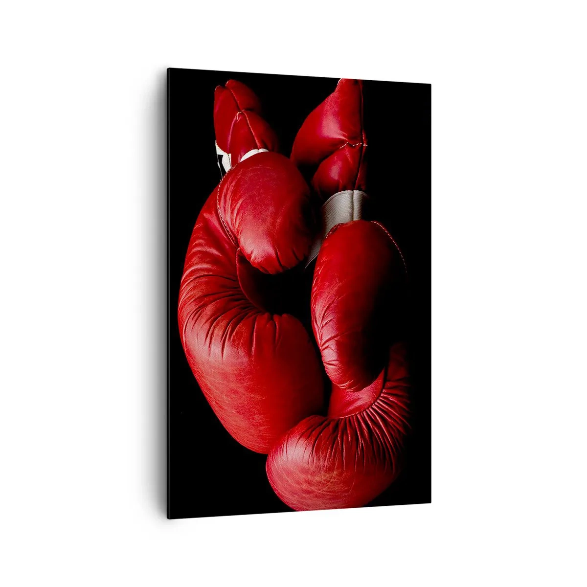 Quadro su tela - Stampe su Tela - Guantoni da boxe rossi su sfondo nero - 80x120cm - Dopo le emozioni del combattimento - Decorazione murale moderna per soggiorno e camera da letto ARTTOR