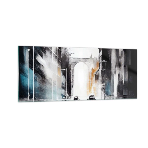 Quadro su vetro - Studio di città: architettura e movimento - 100x40 cm
