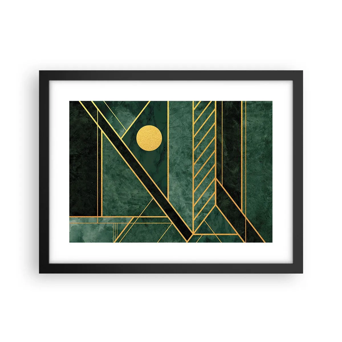 Poster in cornice nera - Dinamica di oro e azzurro - 40x30 cm