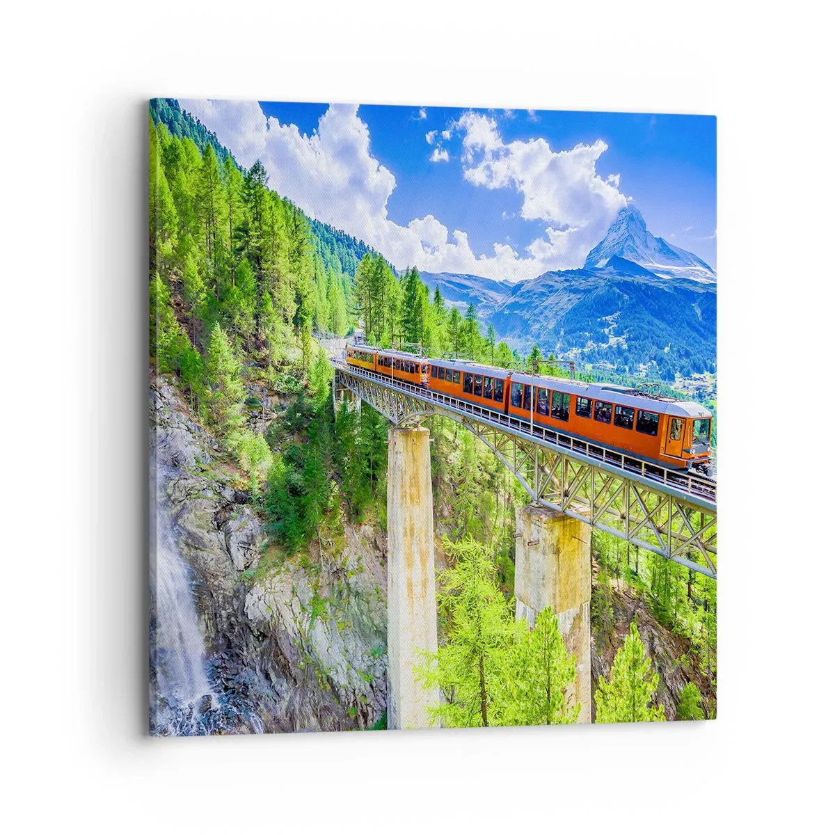 Quadro su tela - Stampe su Tela - Ferrovia alpina - 70x70 cm