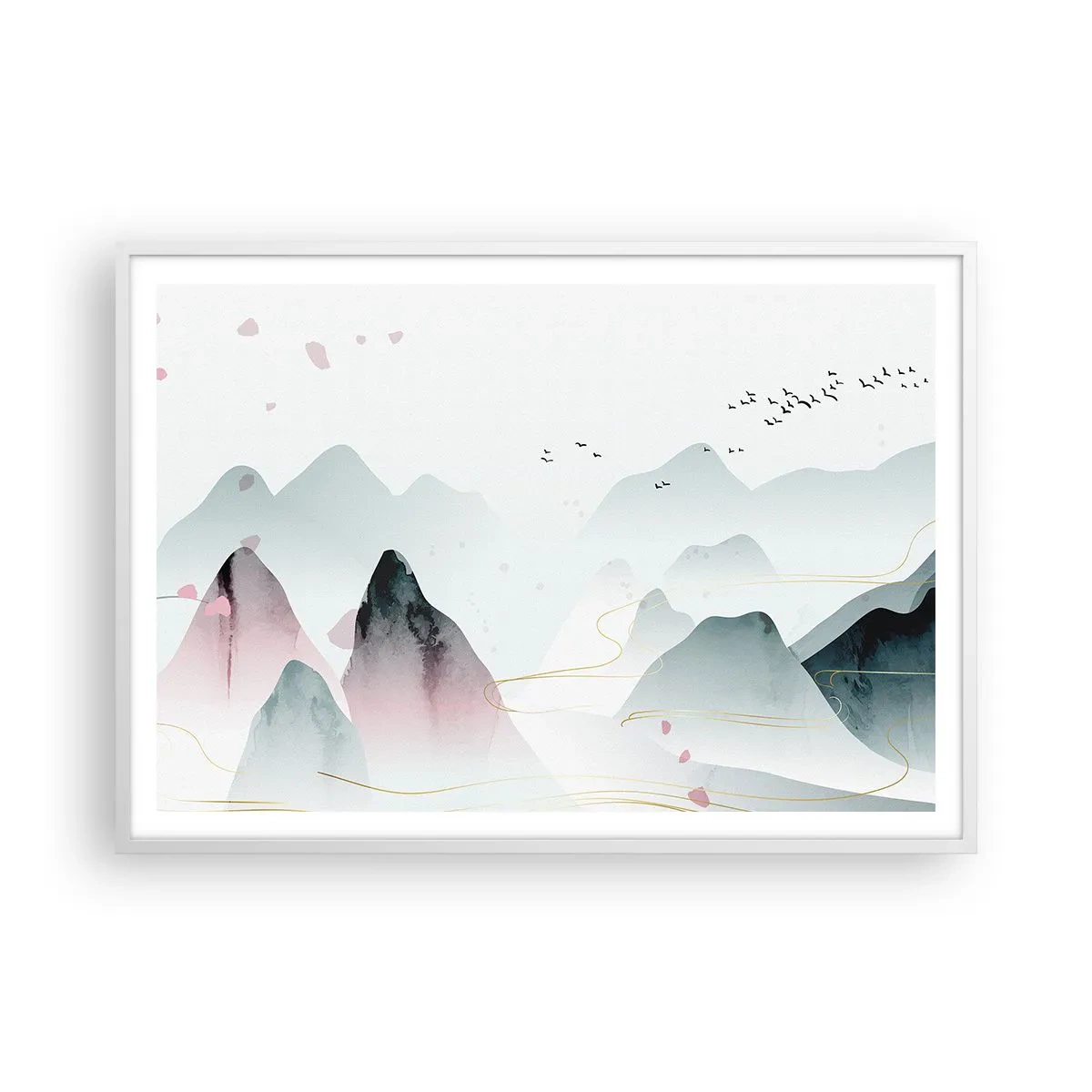 Poster in cornice bianca - Oltre le cime - 100x70 cm