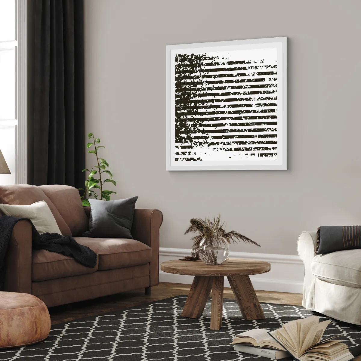 Poster in cornice bianca - Ritmo e rumore - 30x30 cm