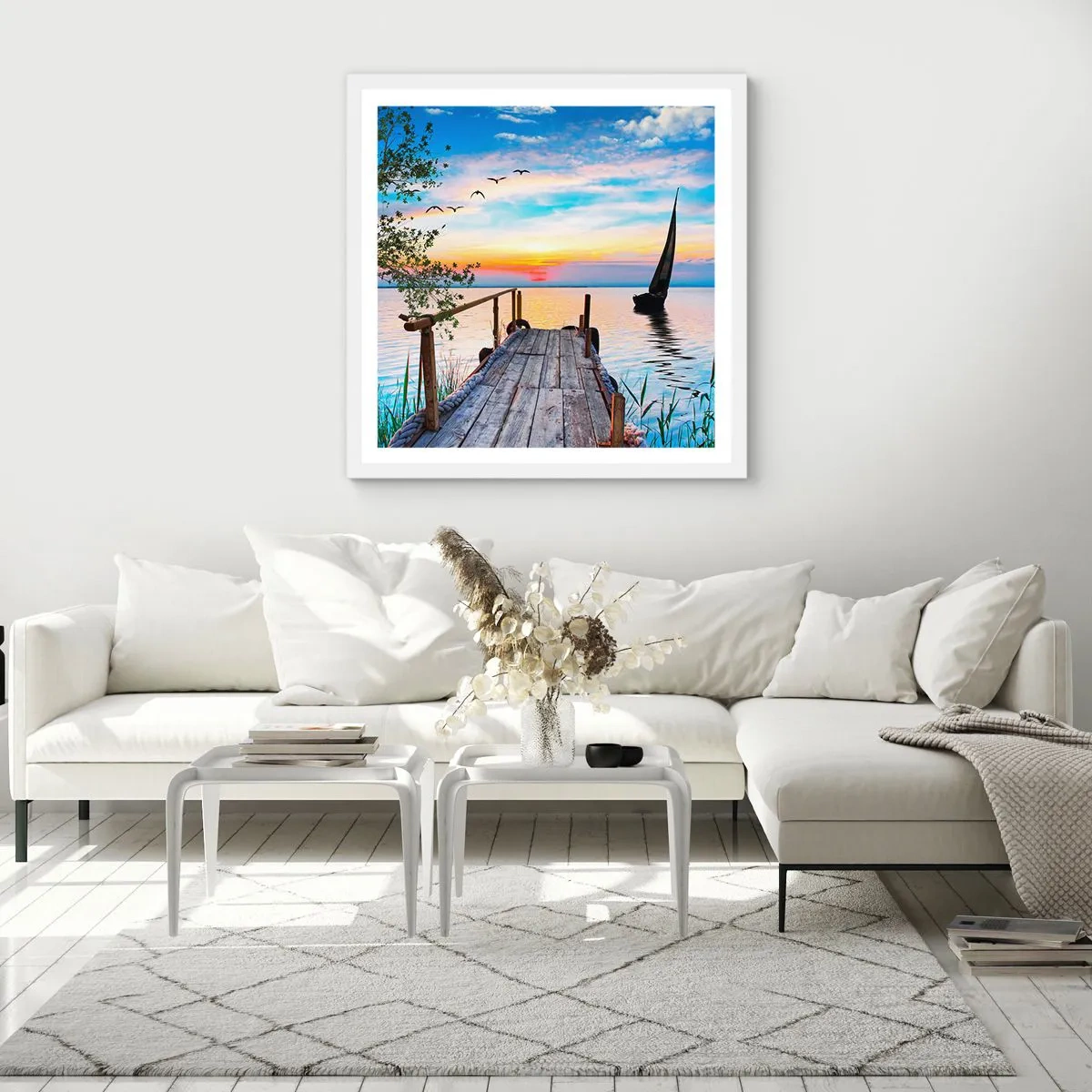 Poster in cornice bianca - Buona sera - 30x30 cm