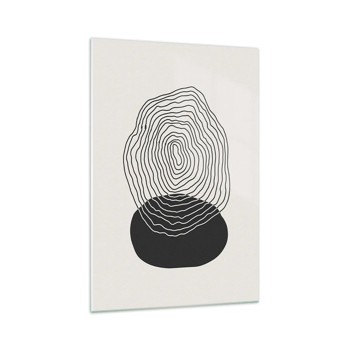 Quadro su vetro - Motivo astratto con linee e forme in bianco e nero - 70x100cm - Durata e vibrazione - Decorazione murale moderna per soggiorno e camera da letto ARTTOR