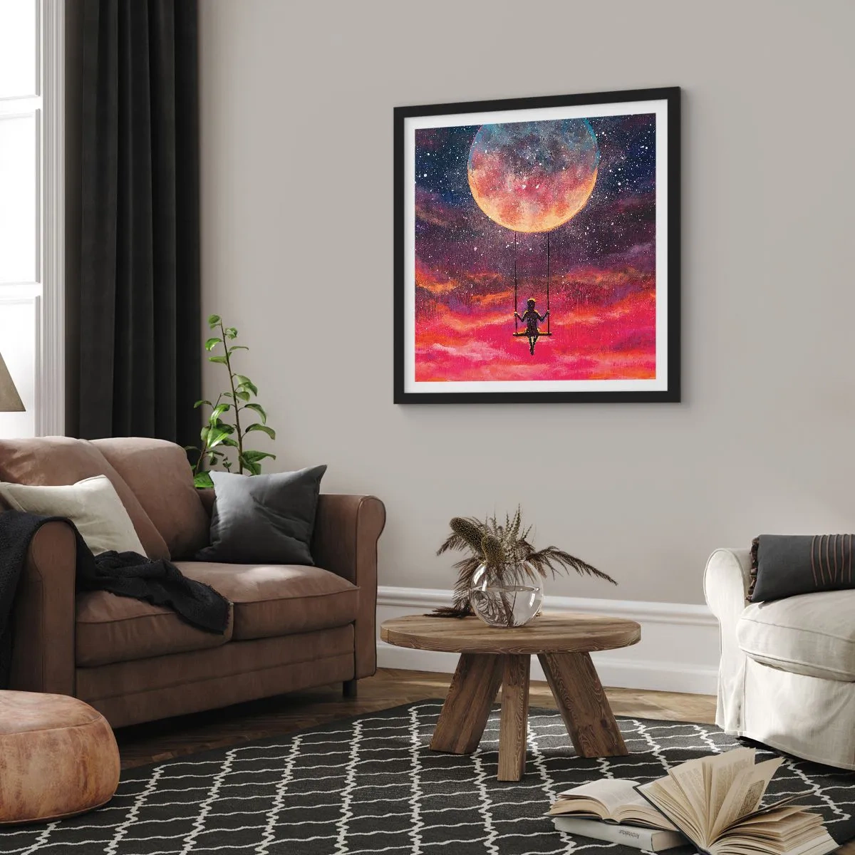 Poster in cornice nera - Con la testa tra le nuvole - 30x30 cm