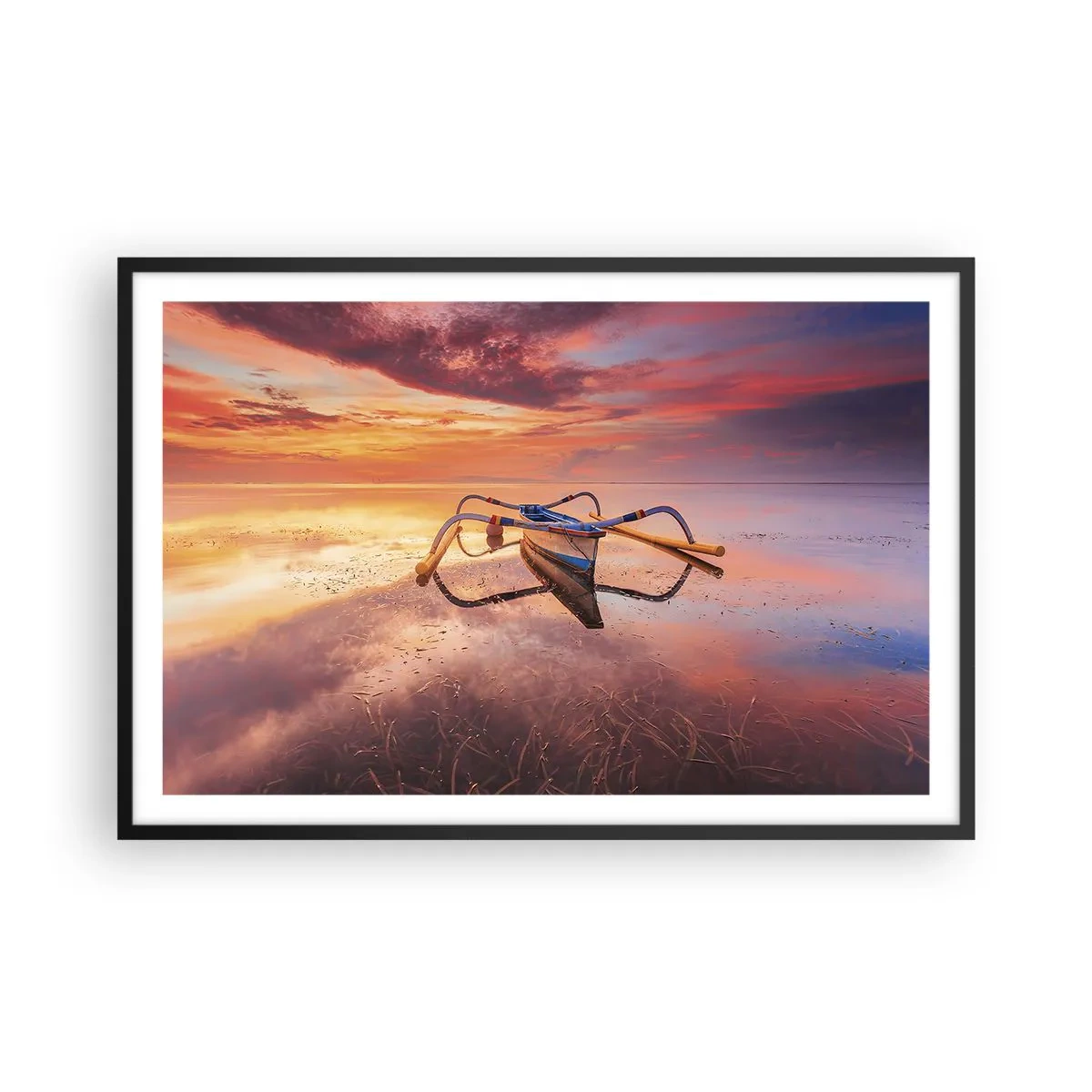 Poster in cornice nera - La pace della sera tropicale - 91x61 cm