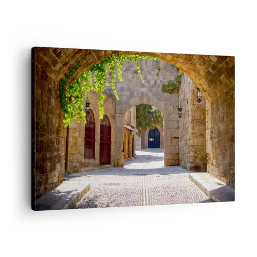 Quadro su tela - Stampe su Tela - Archi in pietra e strade acciottolate in stile medievale - 70x50cm - Adesso passerà il corteo - Decorazione murale moderna per soggiorno e camera da letto ARTTOR