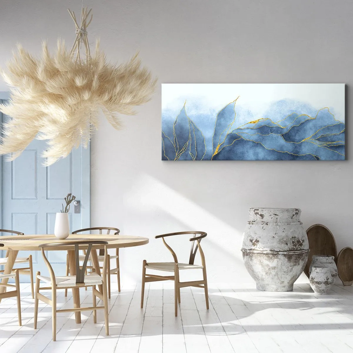 Quadro su tela - Stampe su Tela - Blu nell'oro - 100x40 cm