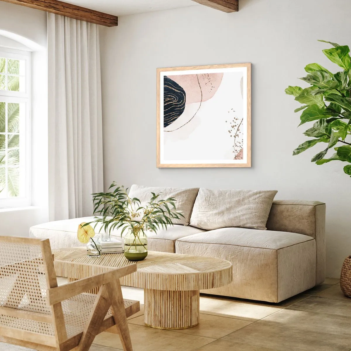 Poster in cornice rovere chiaro - Tutto scorre - 40x40 cm