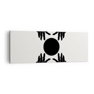 Quadro su tela - Stampe su Tela - Mani nere in una composizione simmetrica con una palla - 140x50cm - Segno misterioso - Decorazione murale moderna per soggiorno e camera da letto ARTTOR