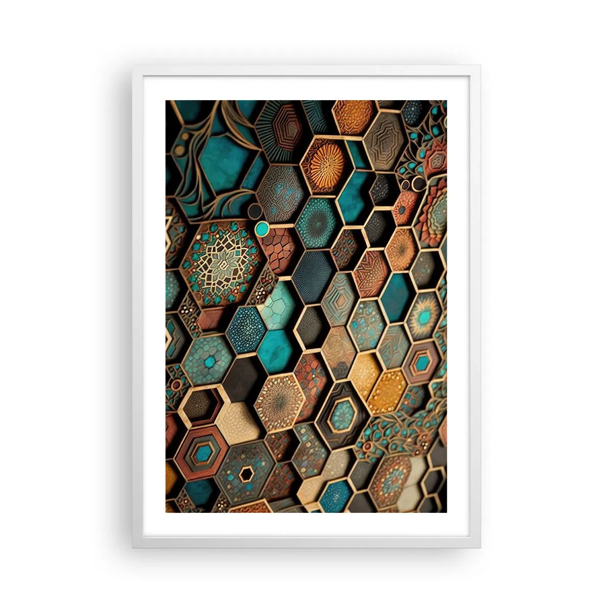 Poster in cornice bianca - Decorazioni arabe: variazione - 50x70 cm