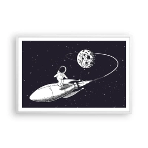 Poster in cornice bianca - Surfista spaziale - 91x61 cm