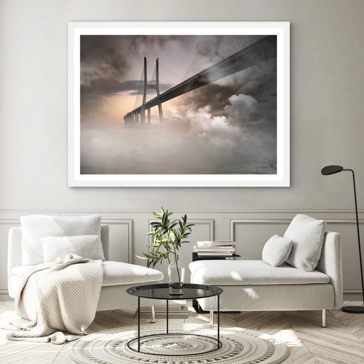 Poster in cornice bianca - Sul fiume che non c'è - 50x40 cm