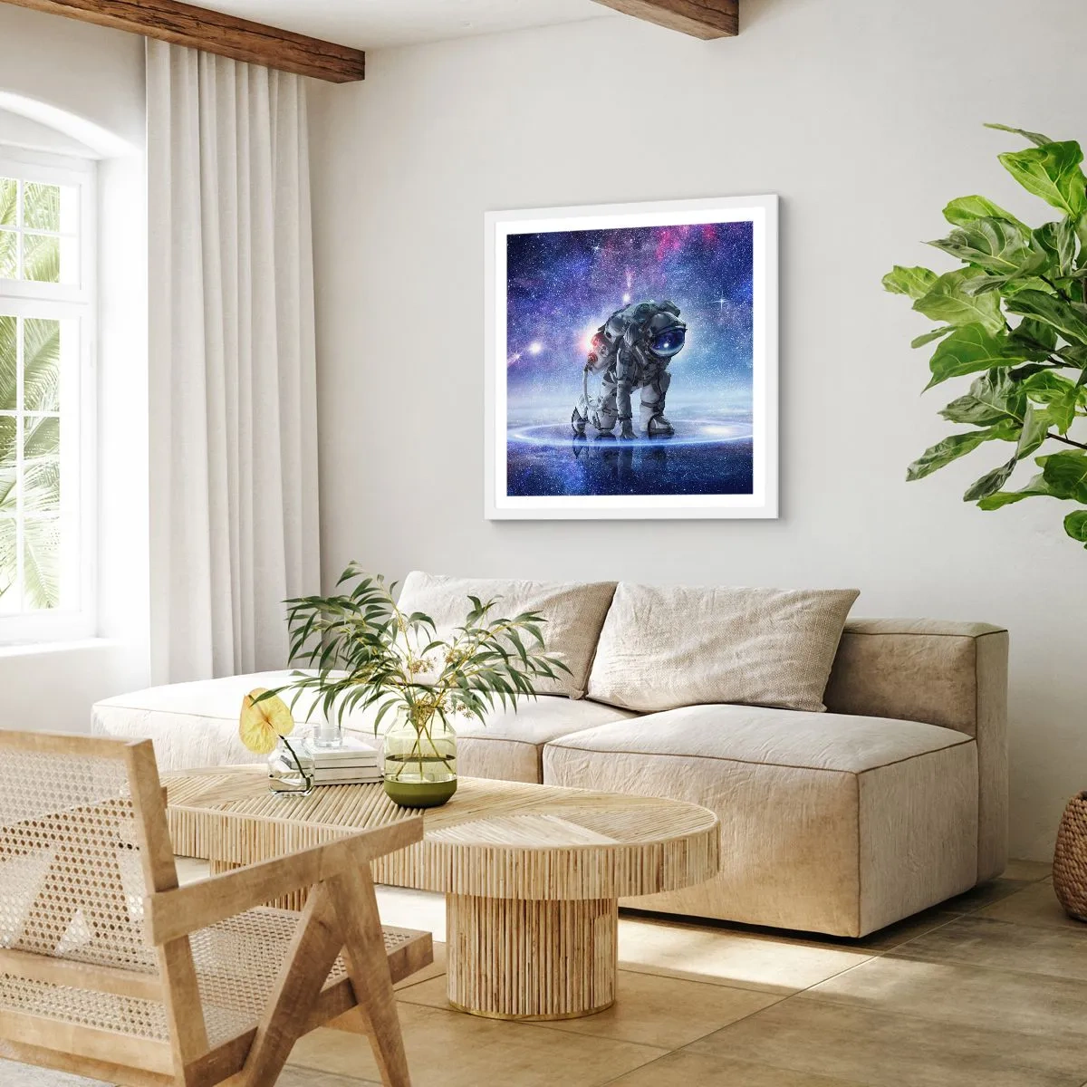 Poster in cornice bianca - Il cielo stellato sopra di me - 60x60 cm