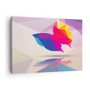 Quadro su tela - Stampe su Tela - Silhouette geometrica di farfalla in colori vivaci - 70x50cm - La farfalla arcobaleno - Decorazione murale moderna per soggiorno e camera da letto ARTTOR