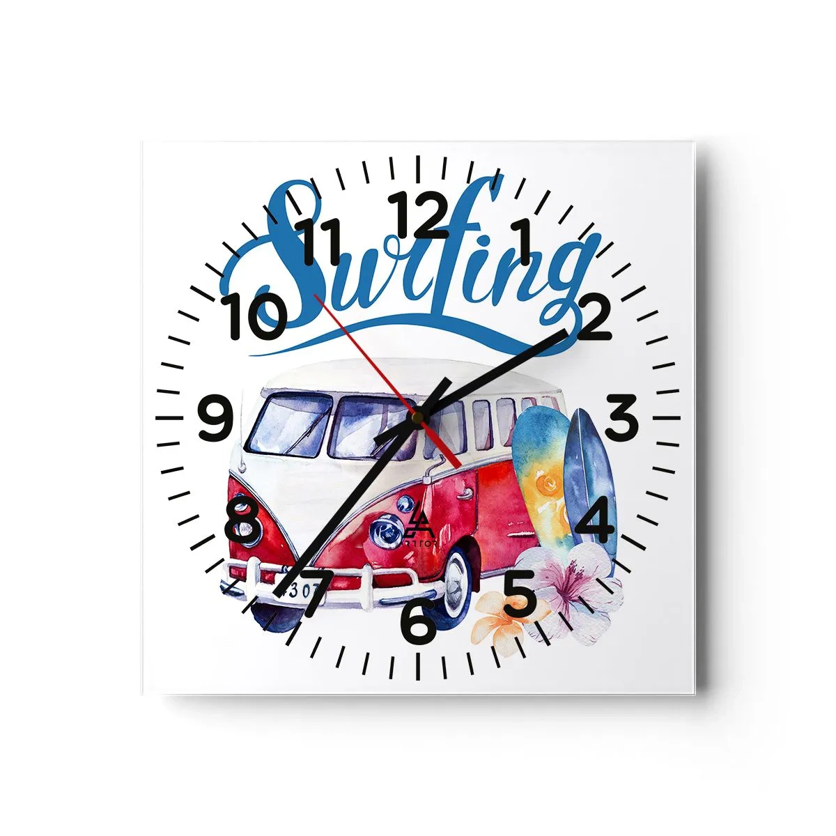 Orologio da parete - Orologio in Vetro - In pulmino a fare surf - 40x40 cm