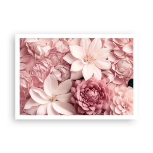 Poster - Fiori nelle tonalità del rosa e del bianco in un approccio artistico - 100x70cm - Nei petali di rosa - Decorazione murale moderna per soggiorno e camera da letto ARTTOR