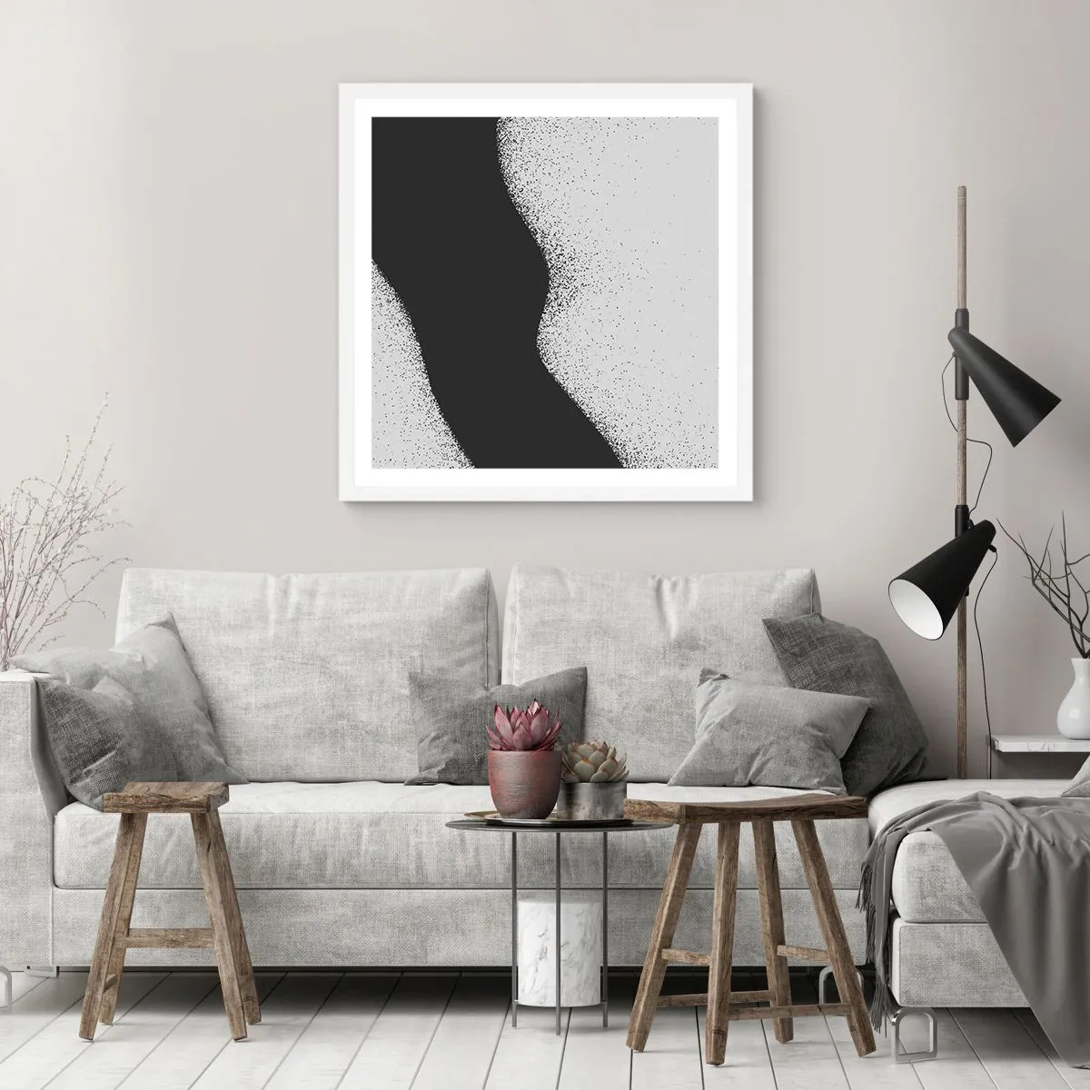 Poster in cornice bianca - Equilibrio fluido - 50x50 cm