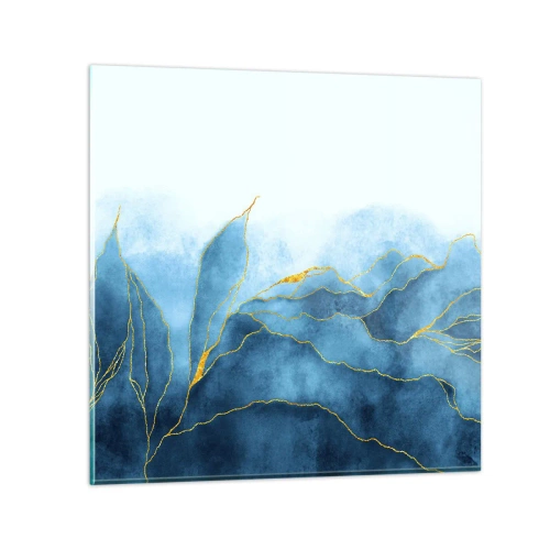 Quadro su vetro - Blu nell'oro - 50x50 cm