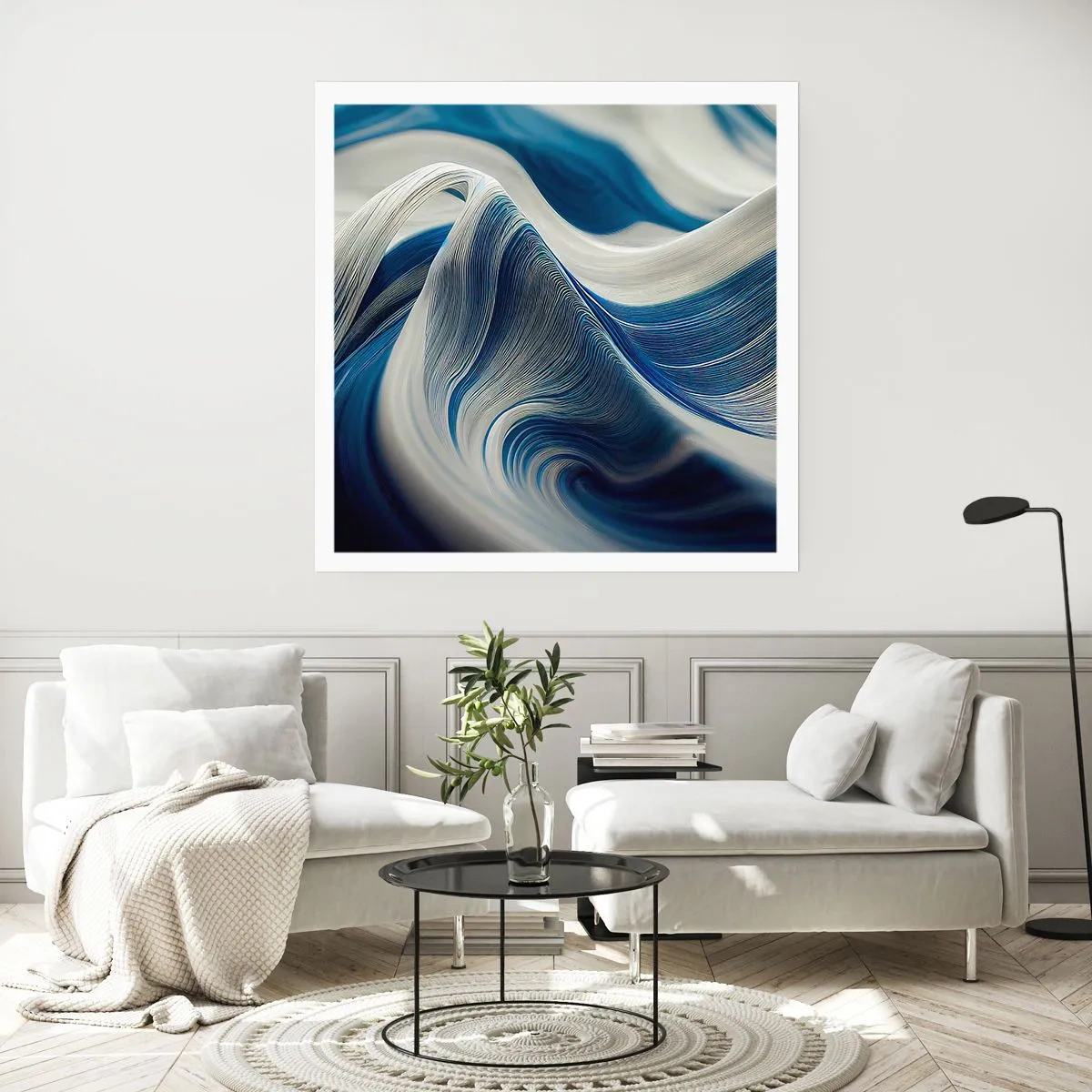 Poster - Fluidità di blu e di bianco - 50x50 cm