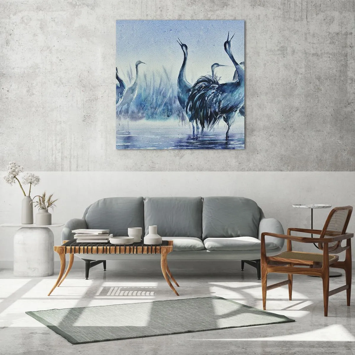 Quadro su vetro - Incontro mattutino - 30x30 cm