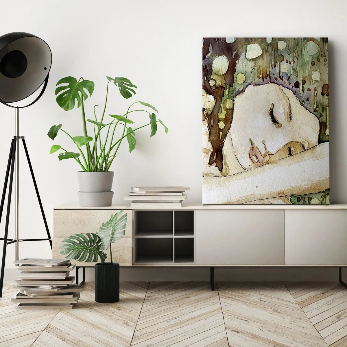 Quadro su tela - Stampe su Tela - Sogno smeraldo e viola - 65x120 cm