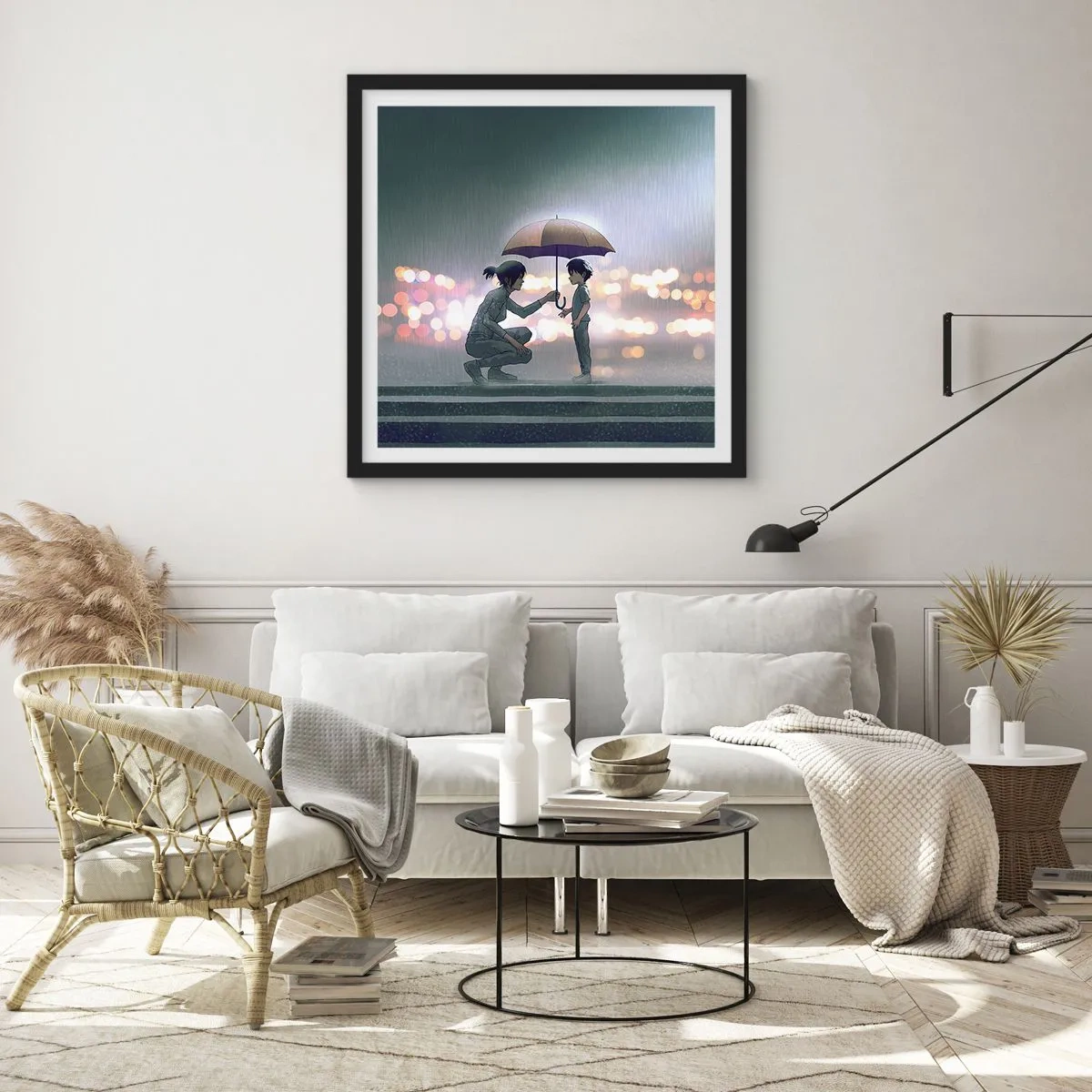 Poster in cornice nera - E già tutto va bene - 50x50 cm