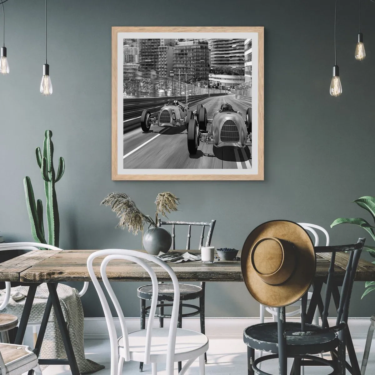 Poster in cornice rovere chiaro - Tanto tempo fa a Montecarlo - 50x50 cm