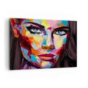 Quadro su tela - Stampe su Tela - Un ritratto astratto e colorato di una donna dai colori intensi. - 120x80cm - Anche l'anima è colorata - Decorazione murale moderna per soggiorno e camera da letto ARTTOR