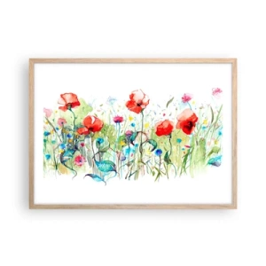 Poster in cornice rovere chiaro - Il prato fiorito a maggio - 70x50 cm