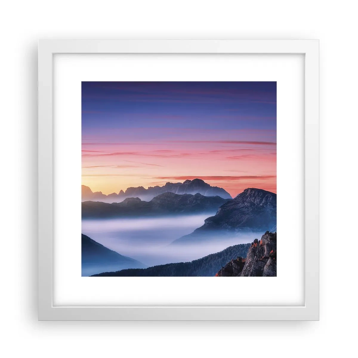 Poster in cornice bianca - Sopra le valli - 30x30 cm