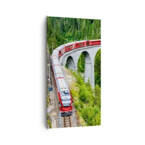 Quadro su tela - Stampe su Tela - Il treno tra i monti - 65x120 cm