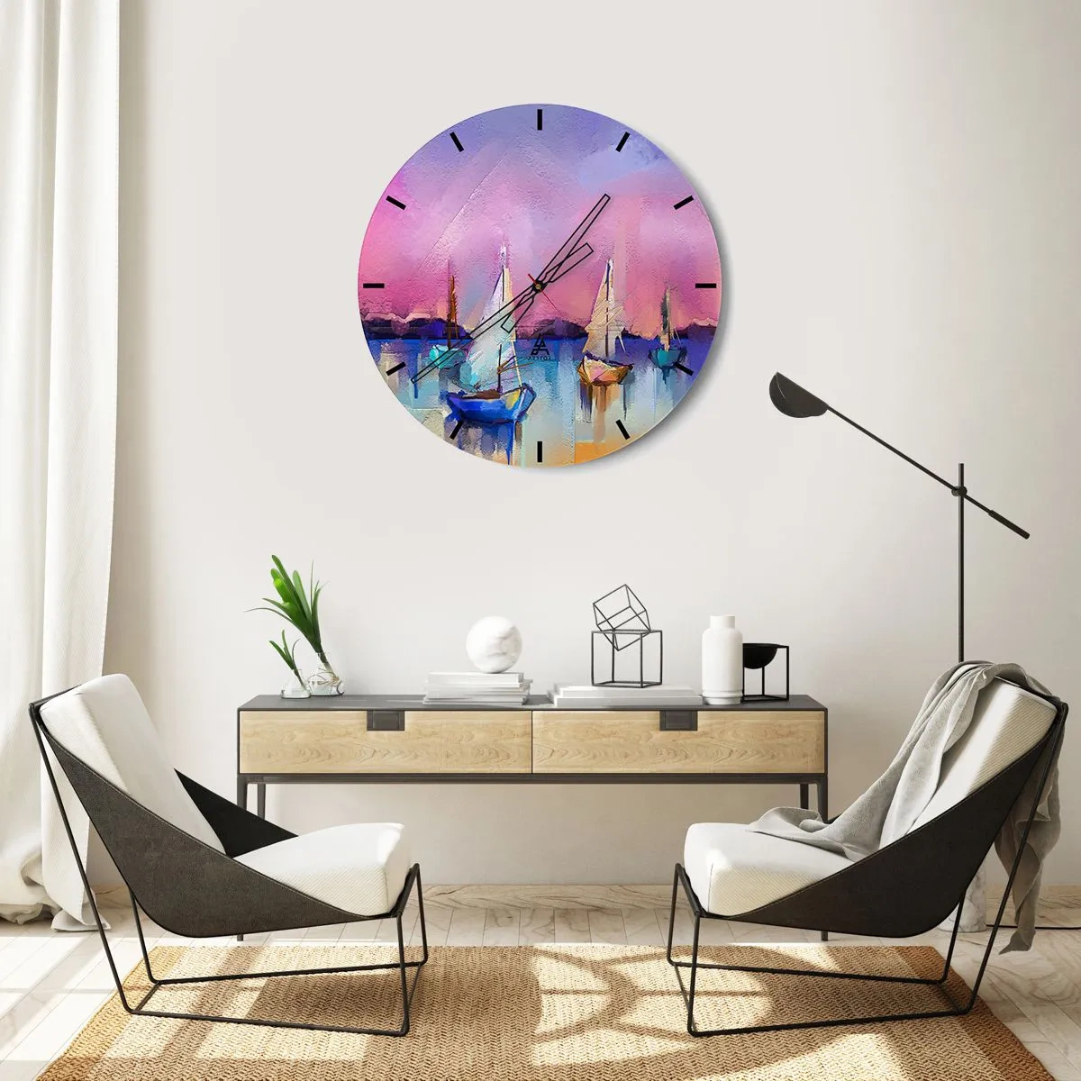 Orologio da parete - Orologio in Vetro - Direzione: mare aperto - 40x40 cm