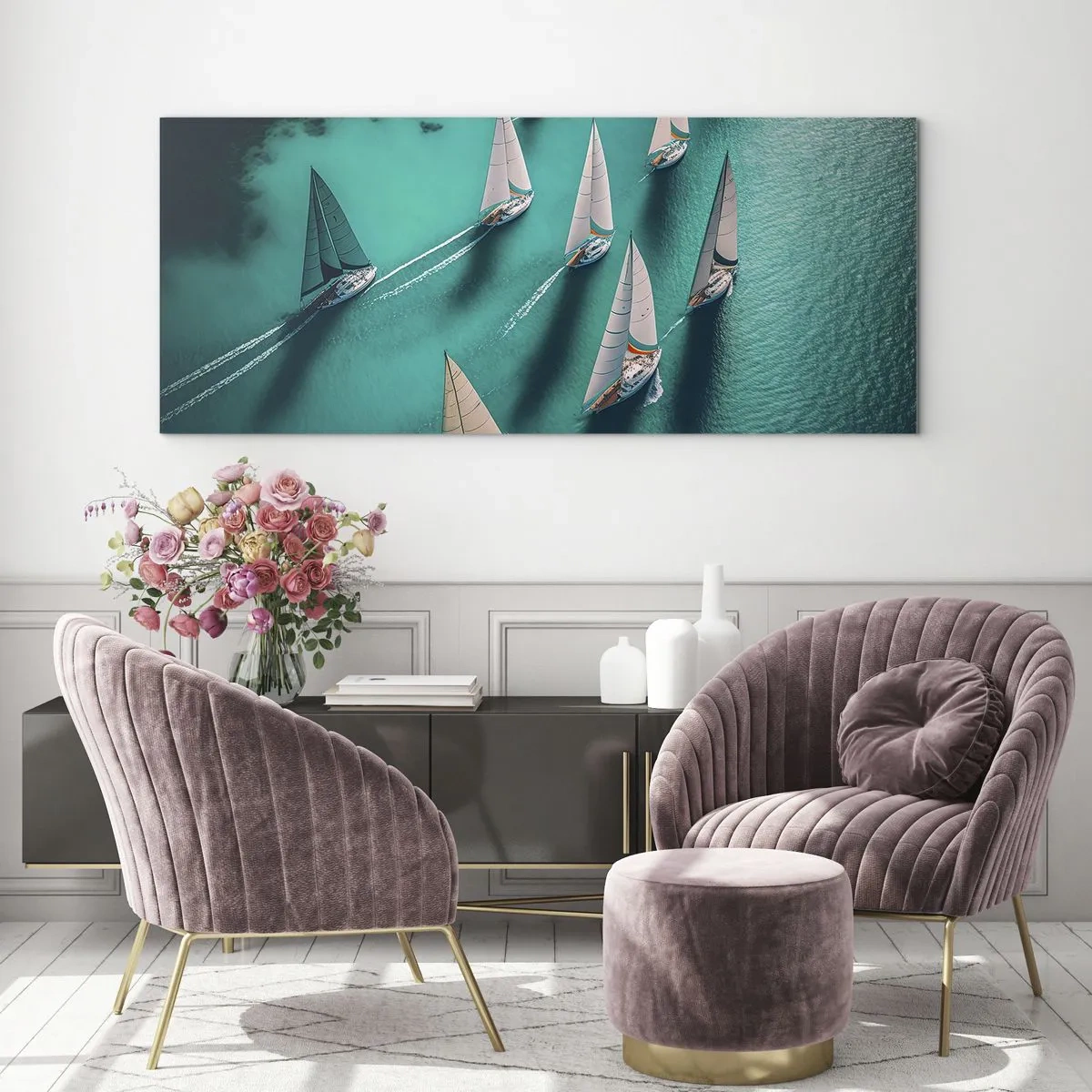 Quadro su vetro - In gara con il vento - 100x40 cm