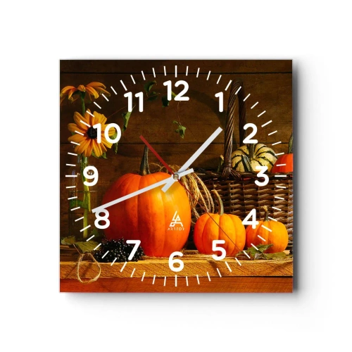 Orologio da parete - Orologio in Vetro - Composizione rustica: i doni dell'autunno - 40x40 cm