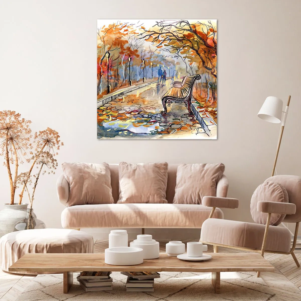 Quadro su tela - Stampe su Tela - Passeggiando insieme l'autunno - 70x70 cm