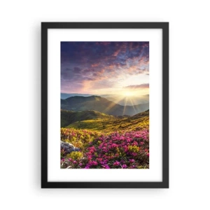 Poster in cornice nera - La freschezza di un mattino sui monti - 30x40 cm