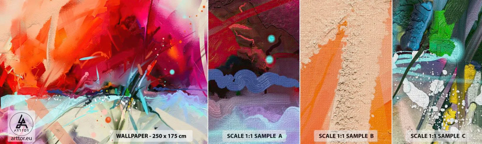 Campione di Fotomurale Premium Canvas - Esplosione di luci e colori - Astrazione, Pezzo, Acrilico - 100x30 cm