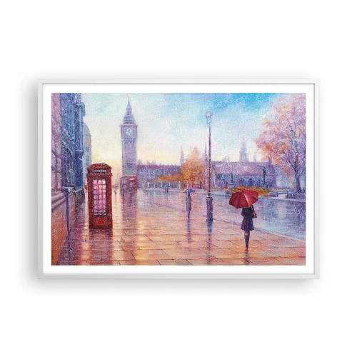 Poster in cornice bianca - Giorno d'autunno a Londra - 100x70 cm