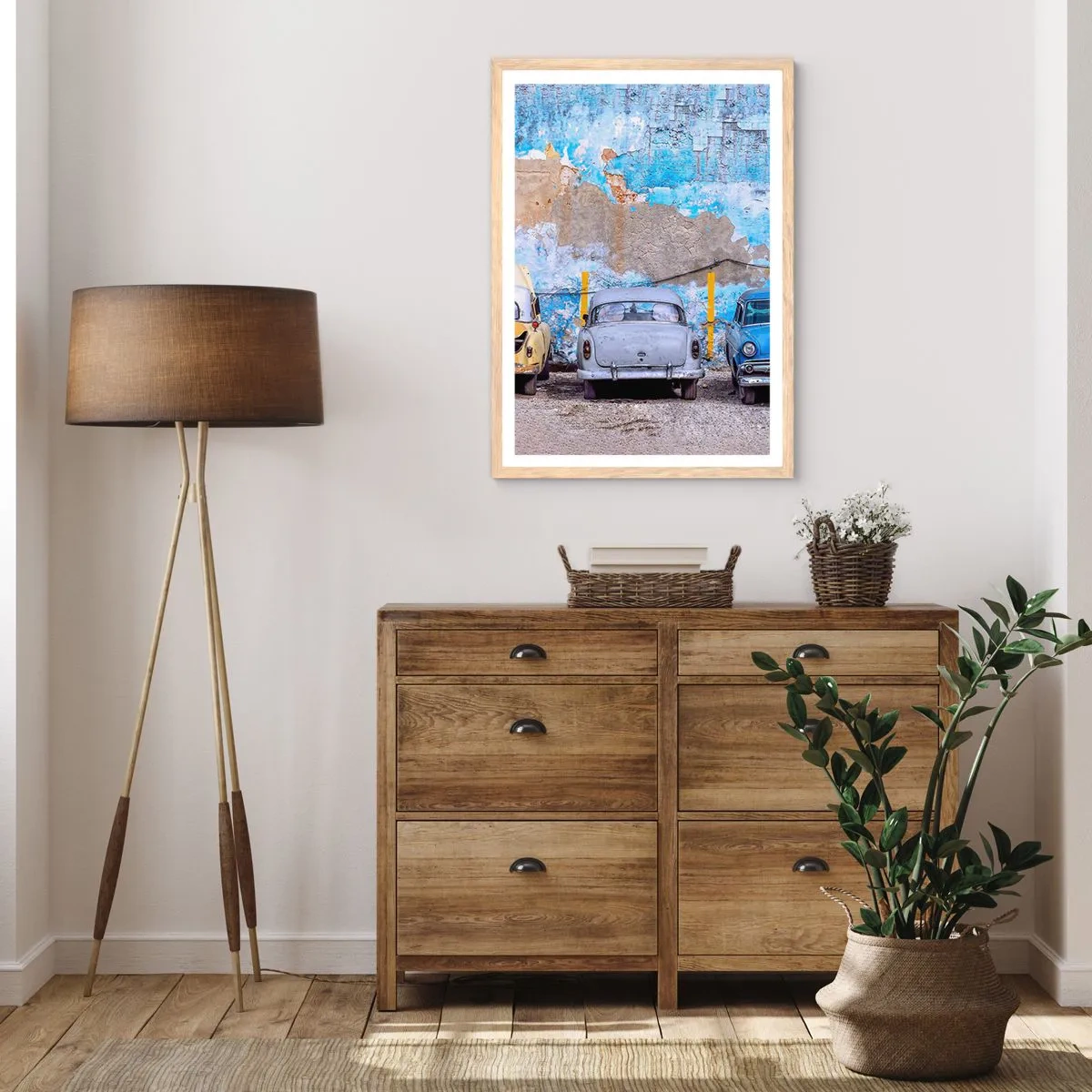 Poster in cornice rovere chiaro - L'incontro dei veterani - 40x50 cm