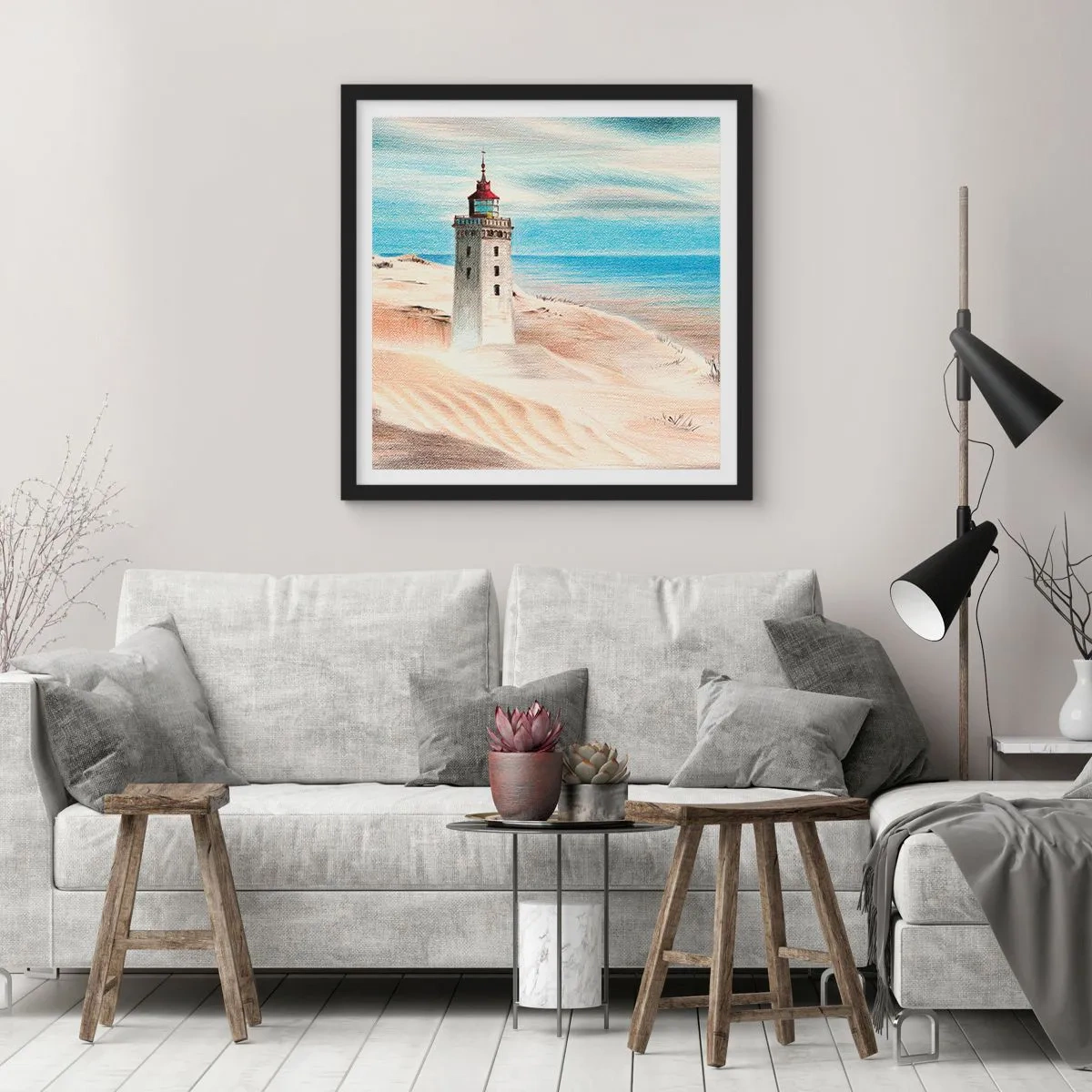 Poster in cornice nera - Sempre guardando il mare - 40x40 cm